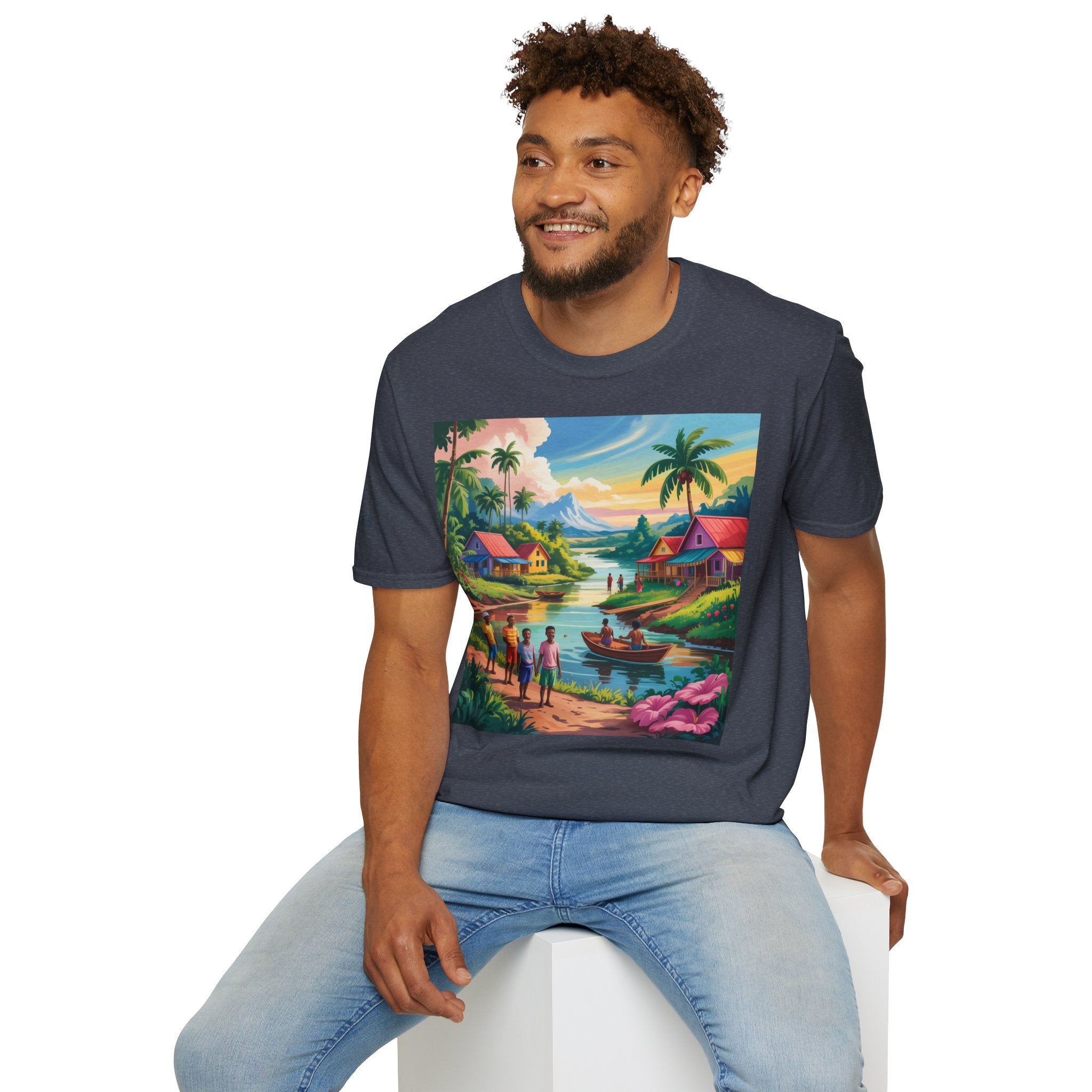 T-Shirt with Vibrant Landscape Design for Nature Lovers, Gift for Birthdays, Summer Trips, Relaxation, Graphic Tee, Pure Styles