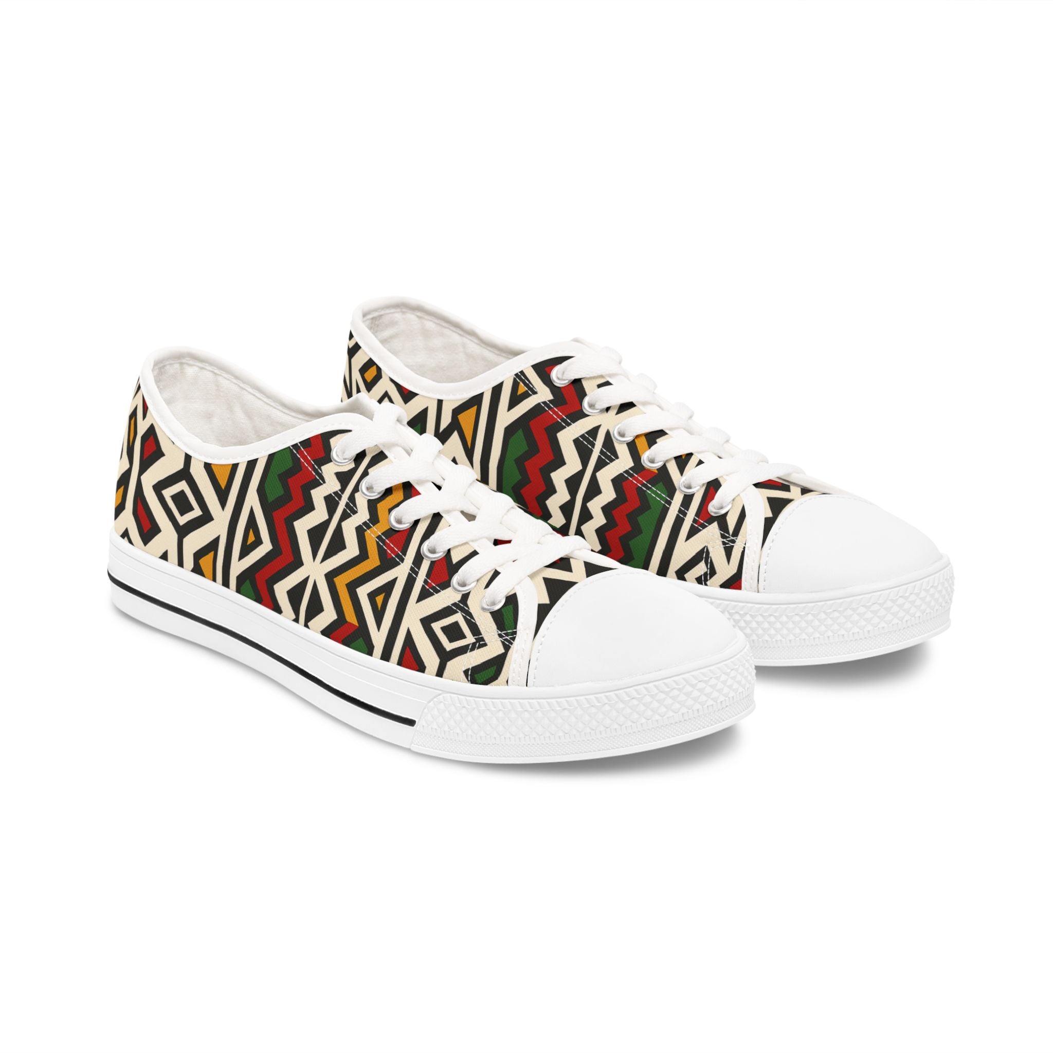 Trendy Women's Low Top Sneakers with Tribal Patterns, Casual Footwear, Everyday Sneakers, Unique Gift, Festival Shoes