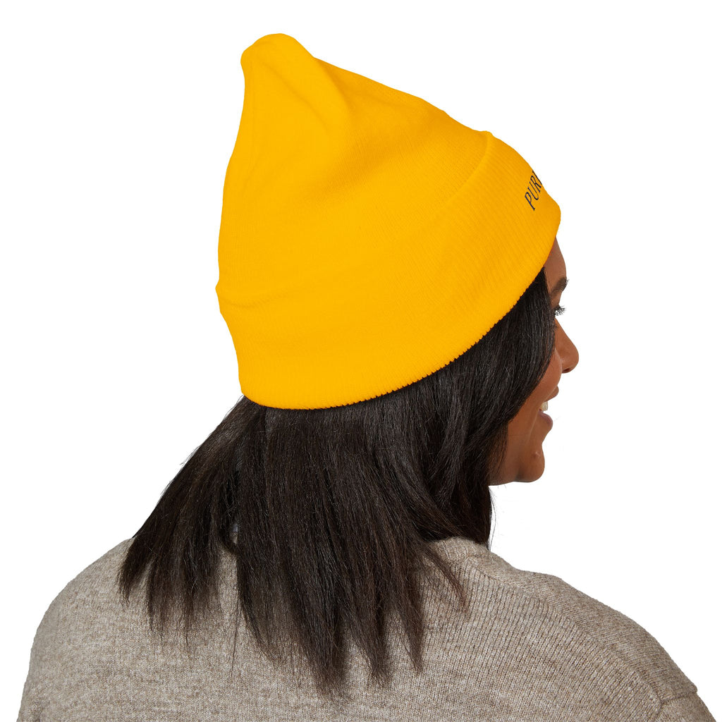 Embroidered Classic Cuffed Beanie, Stylish Winter Hat, Cozy Gifts for Him and Her, Fashionable Knit Headwear, Perfect for Outdoor Activities