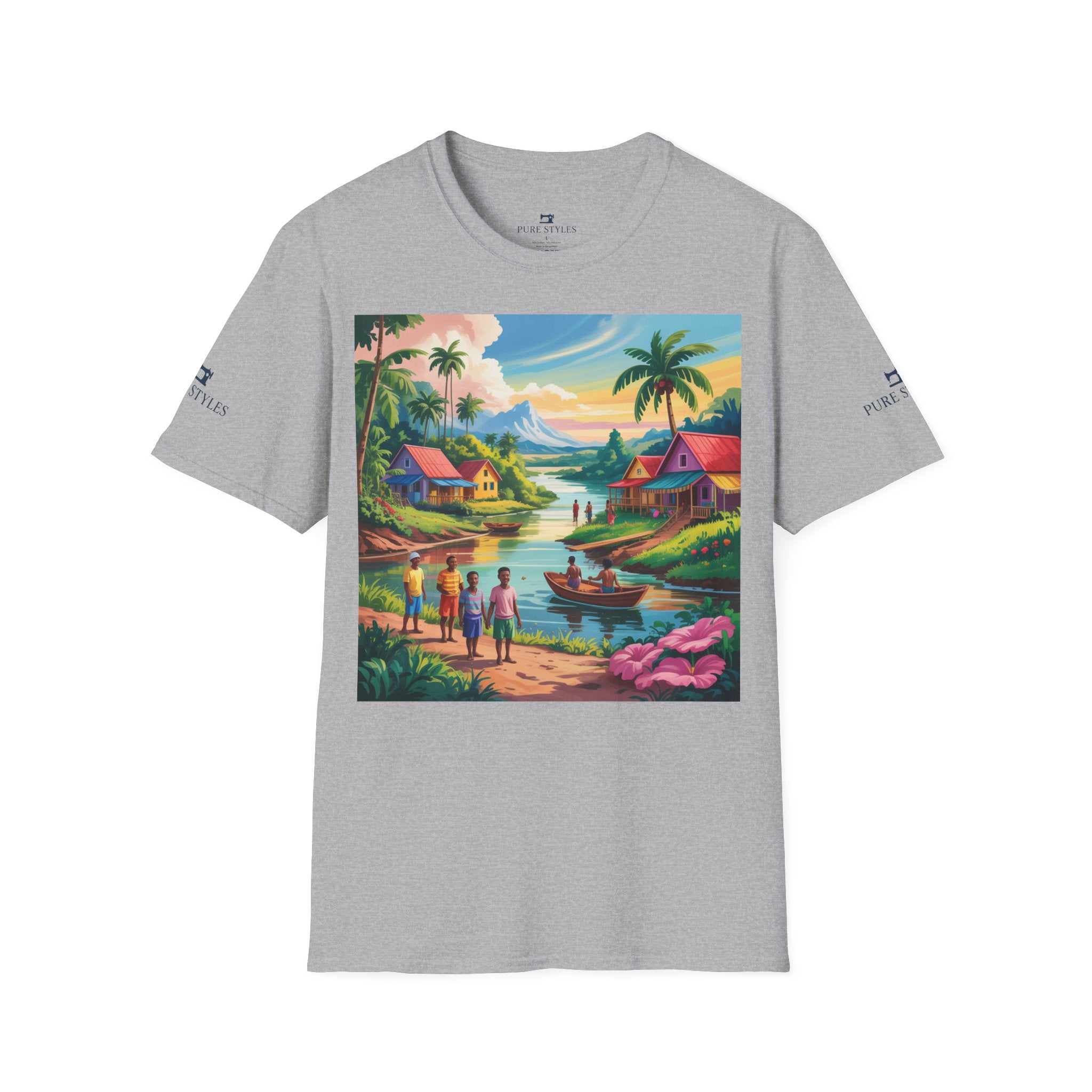 T-Shirt with Vibrant Landscape Design for Nature Lovers, Gift for Birthdays, Summer Trips, Relaxation, Graphic Tee, Pure Styles