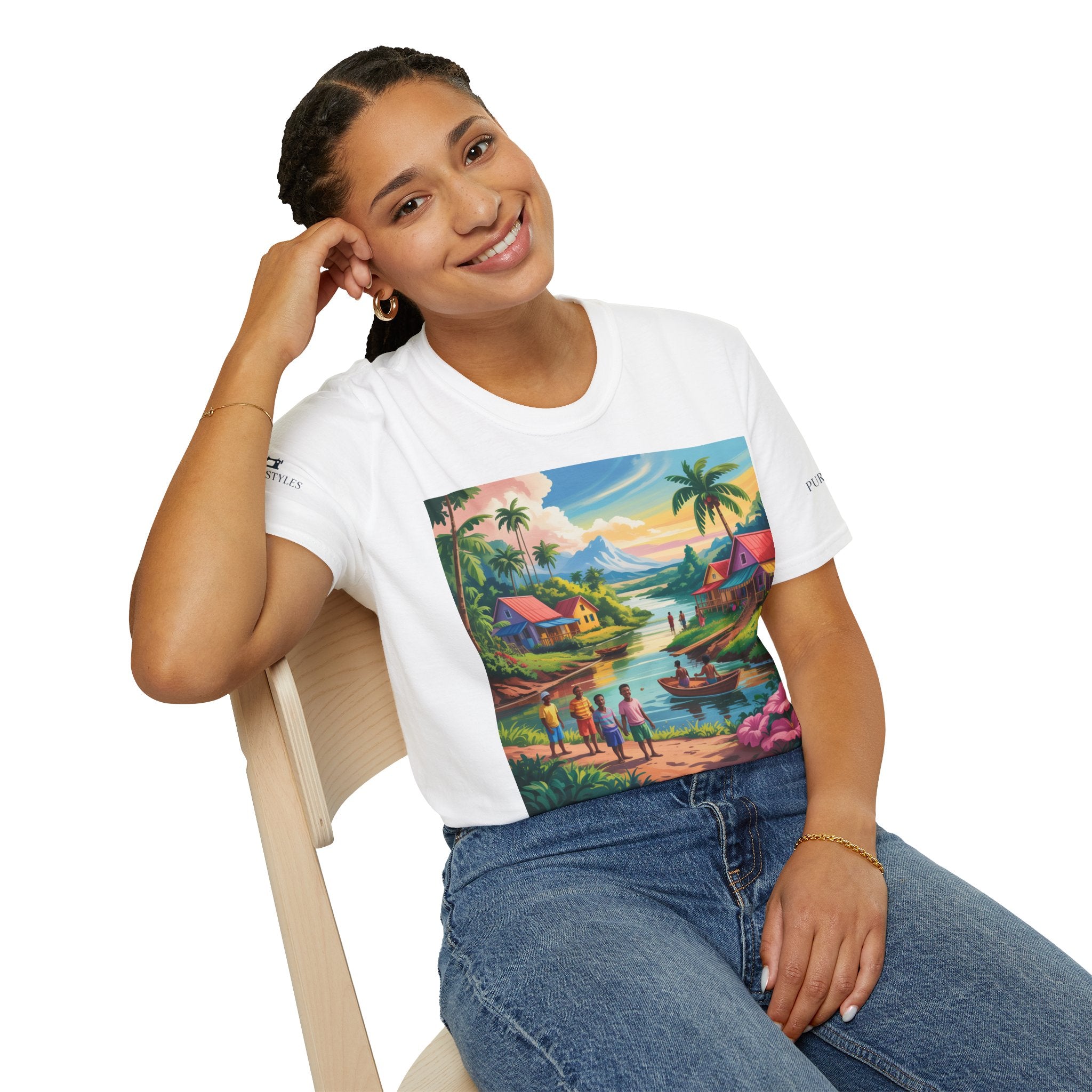 T-Shirt with Vibrant Landscape Design for Nature Lovers, Gift for Birthdays, Summer Trips, Relaxation, Graphic Tee, Pure Styles