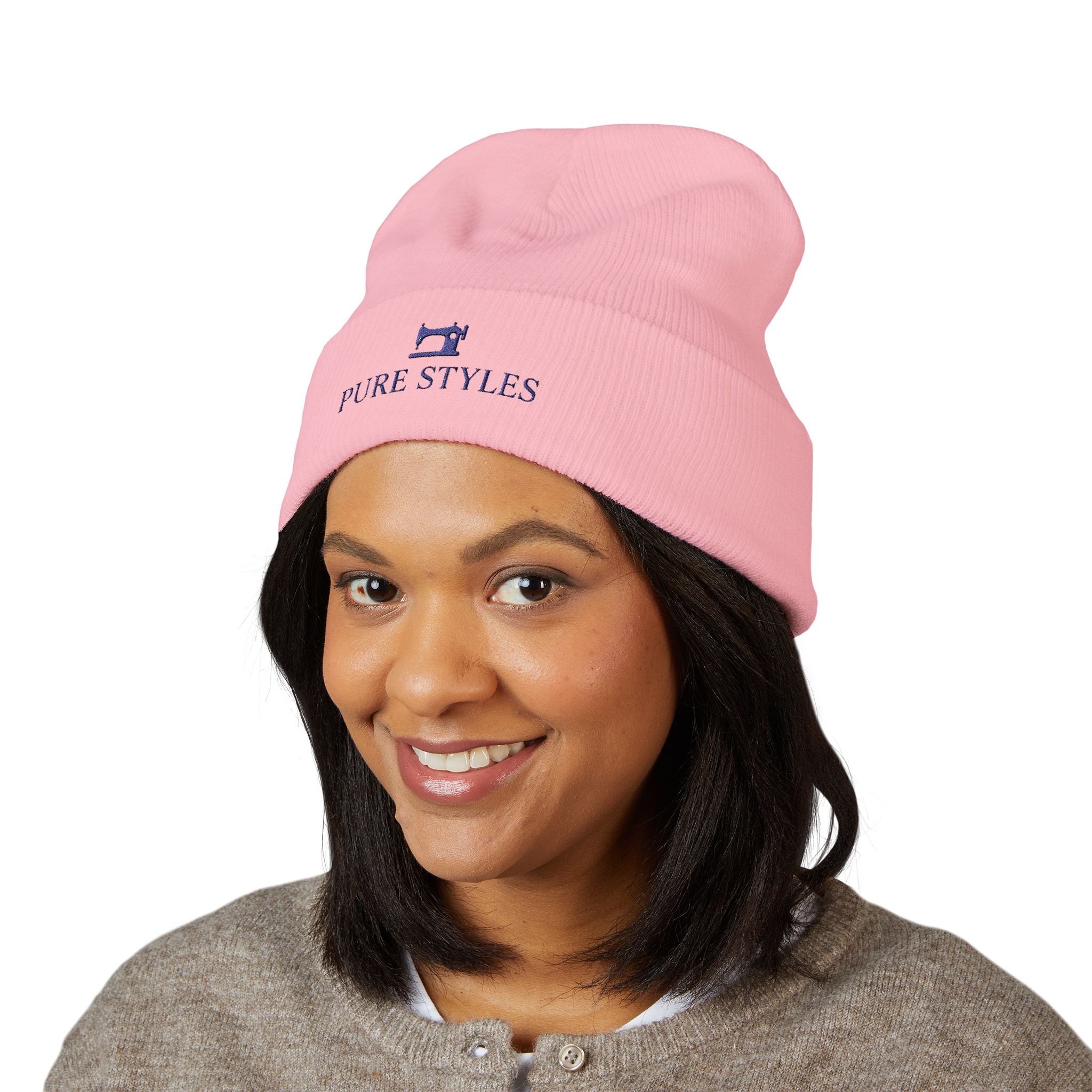 Embroidered Classic Cuffed Beanie, Stylish Winter Hat, Cozy Gifts for Him and Her, Fashionable Knit Headwear, Perfect for Outdoor Activities