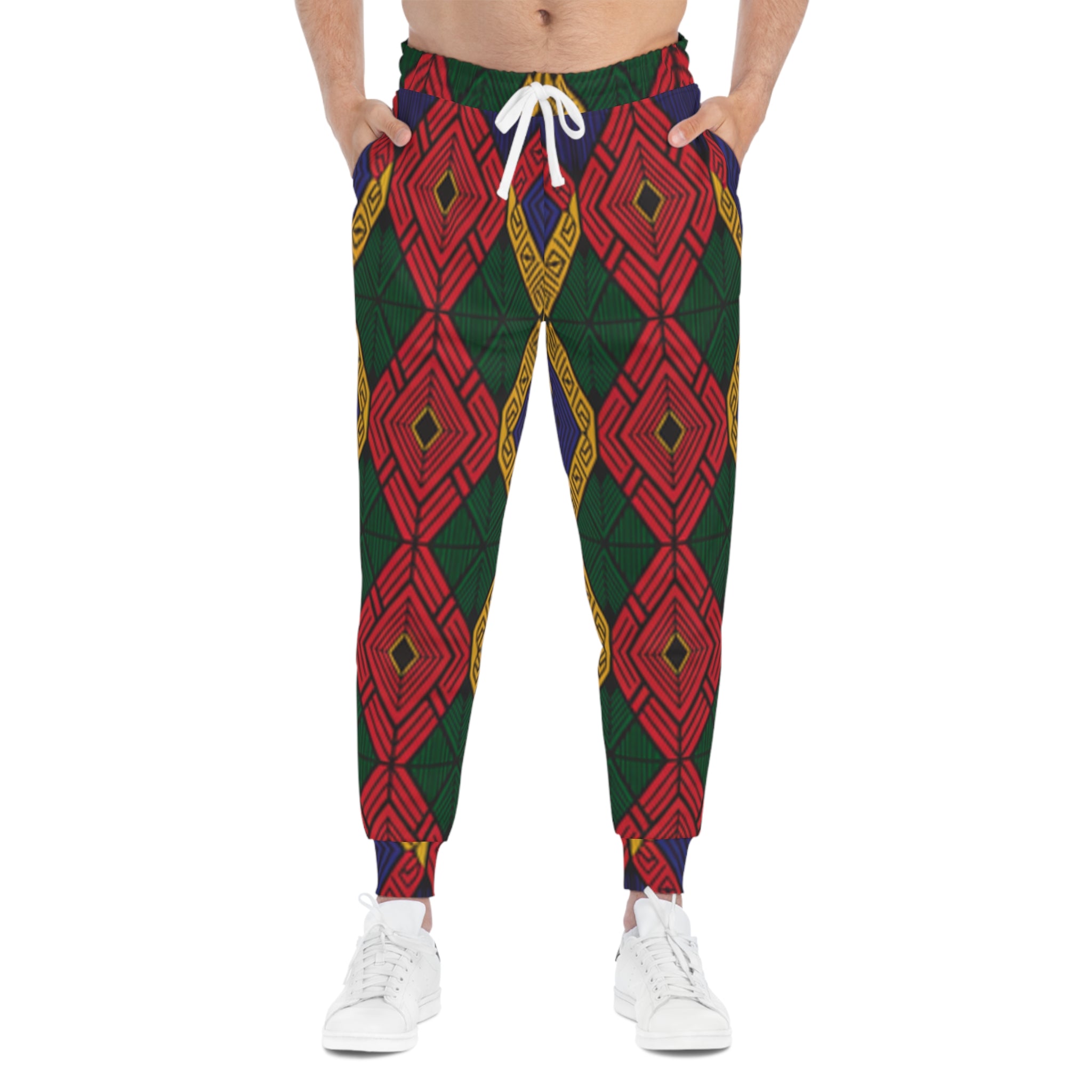 Colorful Geometric Athletic Joggers - Stylish Sportswear for Fitness, Lounging, Gifting, Trendy Wardrobe